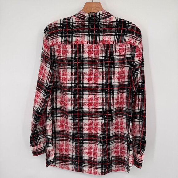Talbots Womens Plaid blouse top size Large red black Long Sleeve Classic Fit - Picture 9 of 12